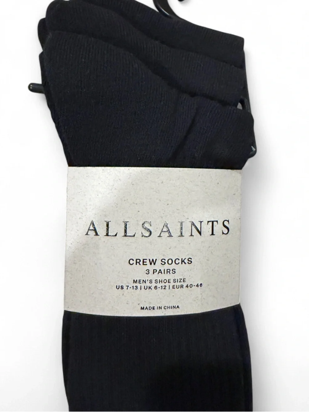 AllSaints 3-Pairs Black Crew Socks (NWT)